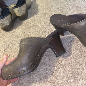 Brown leather heeled Danskos